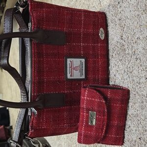 Plaid purse from England with wallet